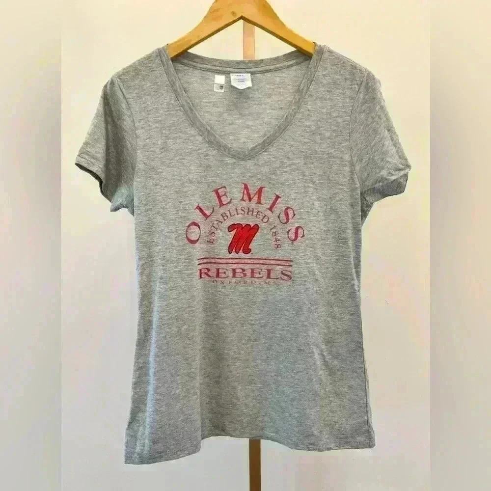 Ole Miss Rebels Vintage Logo Gray T-Shirt Women’s S Short Sleeve